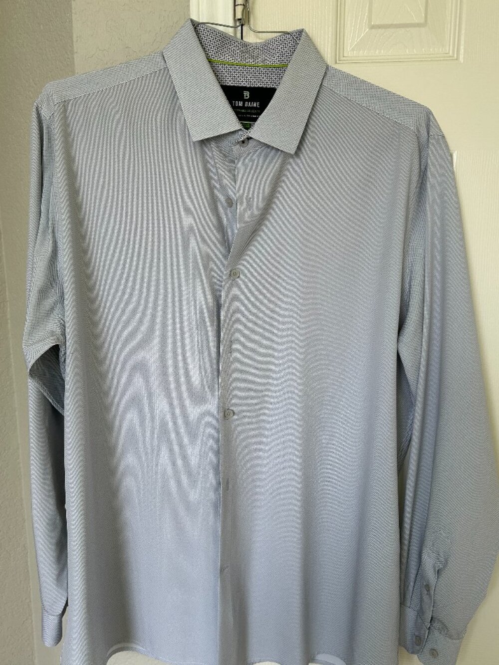 Tom Baine Men's Long Sleeve Dress Shirt-Light Gray w/Tiny Diamond Pattern-XXL